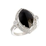 Sterling Silver Fancy Marquis Cut Black Cubic Zirconia Ring by Crislu