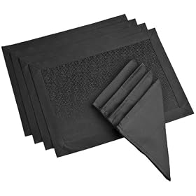 Benson Mills Pebbles 18-Inch by 18-Inch Fabric Napkin, Black, Set of 4Benson Mills Pebbles 18-Inch by 18-Inch Fabric Napkin, Set of 4