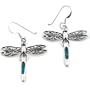 Sterling Silver Filigree Dragonfly Turquoise Inlay Earrings