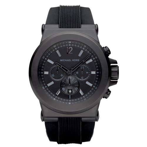 Michael Kors Mens MK8152 Black Silicone Quartz Watch with Black Dial