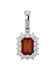 Platinum 7.00x5.00mm Emerald Cut Mozambique Garnet and Diamond Pendant -- LIFETIME WARRANTY