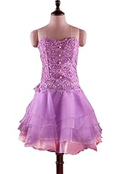 Strapless Chiffon  Sleeveless Lace Beaded  Ball Gown Evening Dress/Prom Dress/Party Dress/Wedding Dress 