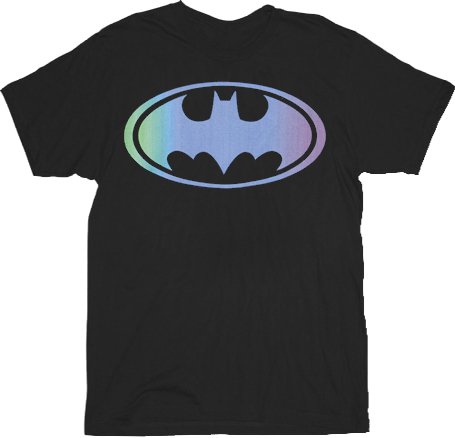  Batman Sheldon Neon Color Gradient Logo Black T-Shirt Tee