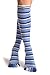 LissKiss Blue & Dark Blue Stripes & Printed Smiles Knee High Toe Socks - Toe Socks