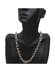 Stunning 16" 2-Tone Gold and Silver Color Link Chain Necklace With Toggle Clasp