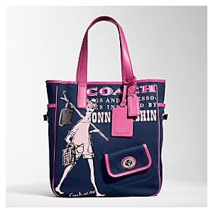 Coach Bonnie Girly Canvas Bag Tote 13530 Navy Pink