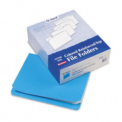 Pendaflex R152BLU Pendaflex 2-Ply, Reinforced, File Folders, Strt Cut, Top Tab, Ltr, Blue, 100/Bx