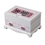 Clara Girl's Wooden Hearts and Polka Dots Two Drawer Jewelry Box
