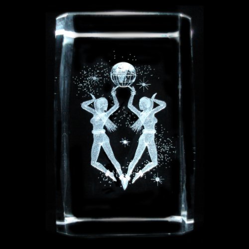 Produkt-Bild: 3D Laser Kristall Glasblock mit LED Beleuchtung - Motiv Sternzeichen Zwilling