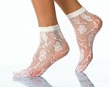 White Flower Ankle Socks One Size Fits Most