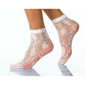 White Flower Ankle Socks One Size Fits Most