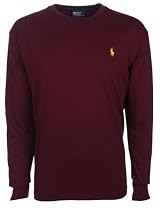 Ralph Lauren Mens Crew Neck Longsleeve Burgundy Gold Pony