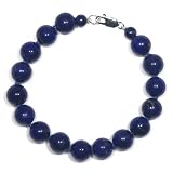 Sterling Silver 10mm Lapis Bead Bracelet, 7.5
