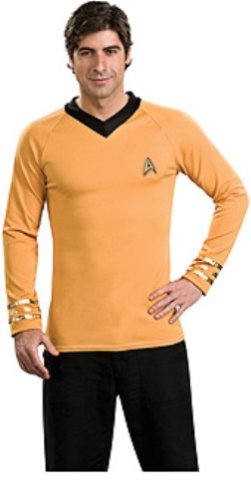 Mens Star Trek Classic Deluxe Shirt, Gold, Large