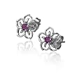 Sterling Silver Amethyst Open Flower Earrings
