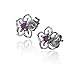 Sterling Silver Amethyst Open Flower Earrings title=