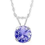 0.60 Ct Vs Round Cut White Gold Tanzanite Pendant 18"