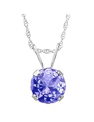0.60 Ct VS Round Cut White Gold Tanzanite Pendant with 18" White Gold Chain
