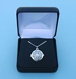 Vintage Sterling Silver Swirl Compass Locket with 17.5 inch Silver Chain