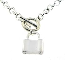 Fiorentino Silver Lock Charm Toggle Necklace