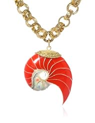 Devon Leigh Red Shell and Vermeil Pendant Necklace, 30"