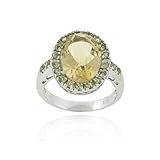 Sterling Silver Genuine 6.5 CT. TGW Citrine and Peridot Oval Ring