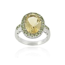 Buy Sterling Silver Genuine 6.5 CT. TGW Citrine and Peridot Oval Ring by SilverSpeck.com