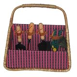 Picnic & Beyond Tuscan Seagrass Basket with Five Garden Tools