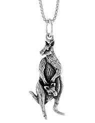 Sterling Silver Kangaroo Pendant, 1 1/16 inch