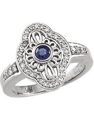 Ann Harrington Jewelry 14k White Gold 1/5 Ct Tw Diamond And Genuine Sapphire Vintage Style Ring