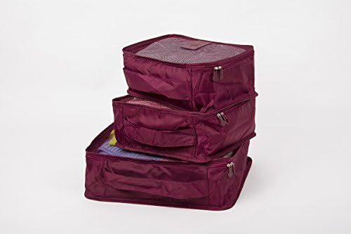 GTGlobal Packing Cubes And Pouches - The Most Light and Handy Travel Cube Set - Set of 6 - Durable, Compact, Multifunctional, Lightweighted Trip Gears(Wine Red)