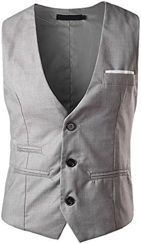 Balani Mens V-neck Sleeveless Slim Fit Jacket Men Business Suit Vests