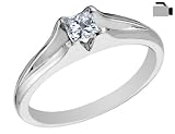 Engagement Ring: 18K Pure White Gold 1/3 Carat (ctw) Diamond Princess Cut Solitaire