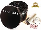Shtriker® Large 2.5'' 4 Piece, Including Herbal Pollen Box (black). Tobacco Grinder / Spice Grinder / Herb Grinder / Weed Grinder.