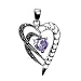 Sterling Silver & Lavender CZ Assymetrical Twin Heart Marcasite Pendant