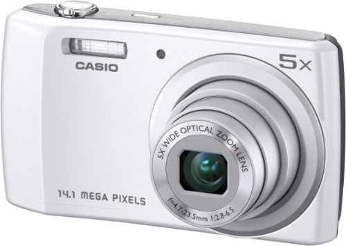 Casio QV-R200 Digitalkamera (14,1 Megapixel, 5-fach opt. Zoom, 6,9 cm (2,7 Zoll) Display) weiß