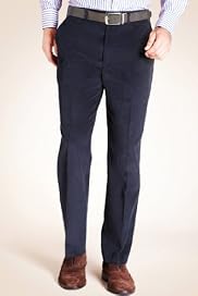 Pure Cotton Flat Front Corduroy Straight Leg Trousers [T18-7455-S]