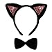 SeasonsTrading Pink Sequin Black Cat Ears & Bow Tie Costume Set ~ Halloween Kit