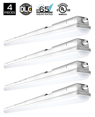 Hyperikon Vapor LED Fixture, 40W (100W Equivalent), 3800 lumen, 4000K (Daylight White), Frosted Cover, Waterproof, IP65, 120° Beam Angle, 120-277v, Instant On, UL and DLC Certified – (Pack of 4)