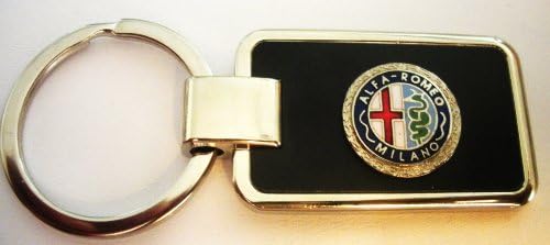 Alfa Romeo Black Onyx & Silver Key Chain