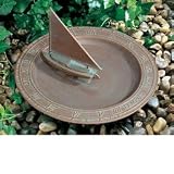 12 1/2″ Diameter Sailboat Sundial Birdbath, Copper Verdi