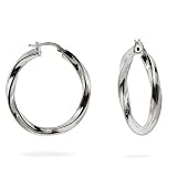 Sterling Silver Twisted Hoop Earrings