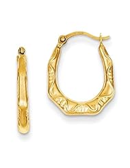MadiK® 14k Yellow Gold Hollow Oval Hinged Post Hoop Earrings