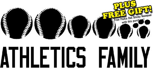 Athletics Baseball Family Vinyl Wall / Car Decal Stickers + with Free Polka Dot Sticky Notepad