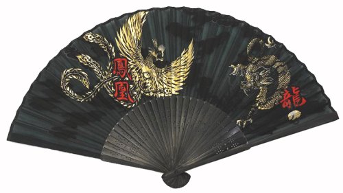 高級シルク扇子 鳳凰・龍 【2本組】547402