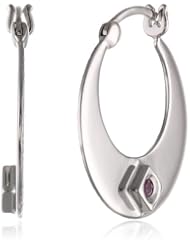 ELLE Jewelry Sterling Silver and Ruby Hoop Earrings, 0.88"