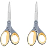 Westcott 13901 Sewing/Craft Scissors, Sharp Tip, 8-Inches, Set of 2, Gray/Yellow