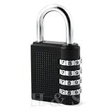 H&S® 4 Dial Combination Padlock Locker Door Toolbox Luggage Suitcase Lock - Black