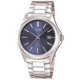 Casio Men's MTP1183A-2A Silver Stainless-Steel Quartz Watch with Blue Dial