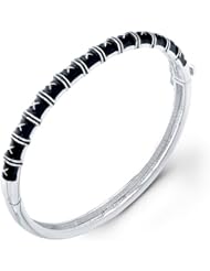 Sterling Silver - Silver with Black Enamel Bangle